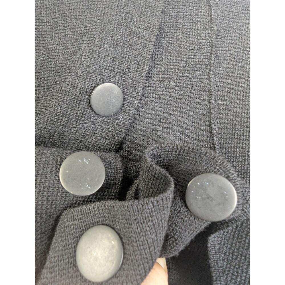 Eileen Fisher Black Minimalist Wool Asymmetrical Button Mock Neck Jacket - Picture 5 of 10